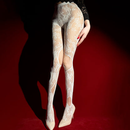 Sexy Solid Color Seamless Jacquard Pantyhose In Nylon Fabric For All Seasons