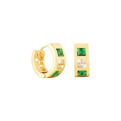 Simple Style Square Green Earrings For Women With Copper Ear Pins And Zircon Inlay