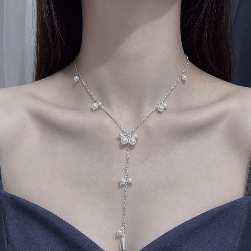 Sweet Silver Water Droplets Necklace For Women With Copper Pendant And Zircon Beading