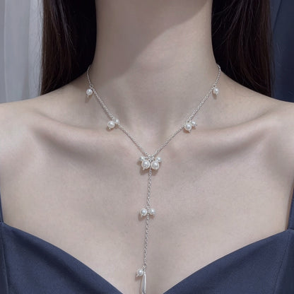 Sweet Silver Water Droplets Necklace For Women With Copper Pendant And Zircon Beading