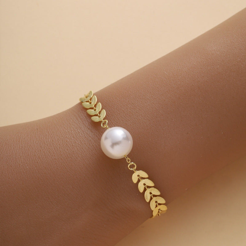 Grain Pattern Women’s Bracelet In Copper With Real Gold Electroplated Finish, Elegant Business Accessory