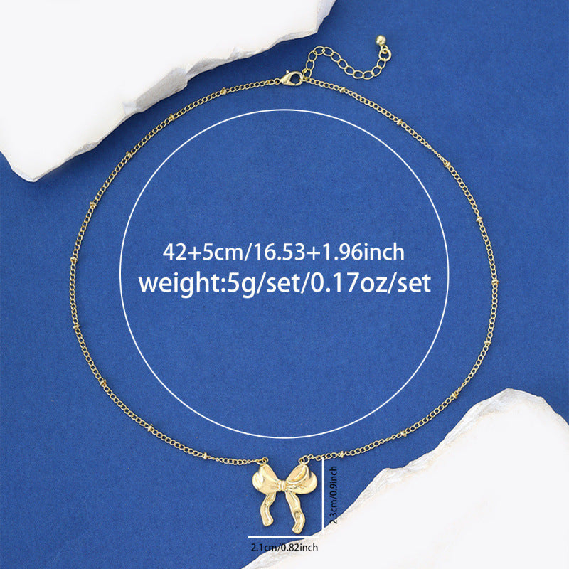 Exaggerated Bow Tie Choker Necklace For Women, Electroplated Copper Pendant