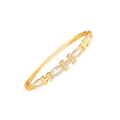 Electroplated Copper Letter Bangle Featuring Elegant Design For Stylish Wear