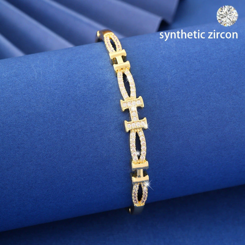 Electroplated Copper Letter Bangle Featuring Elegant Design For Stylish Wear