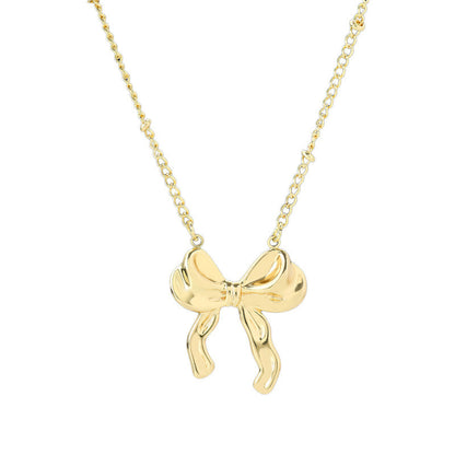 Exaggerated Bow Tie Choker Necklace For Women, Electroplated Copper Pendant