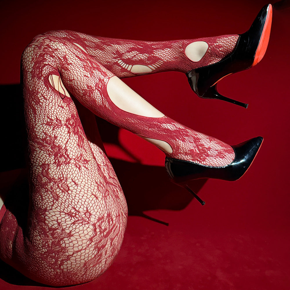 Sexy Solid Color Seamless Jacquard Pantyhose In Nylon Fabric For All Seasons