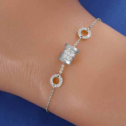 Irregular Pattern Women's Copper Bracelet With Electroplated Gold Plating And White Zircon Inlay