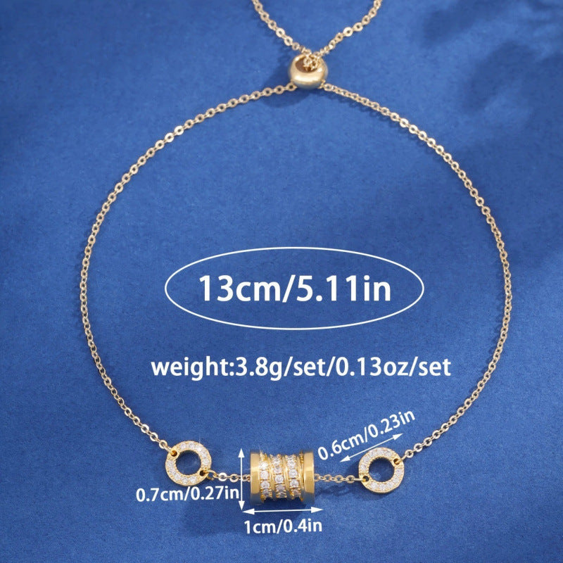 Irregular Pattern Women's Copper Bracelet With Electroplated Gold Plating And White Zircon Inlay