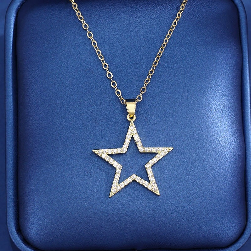 Irregular Gold Necklace For Women With Electroplated Finish And Copper Pendant On Cable Chain