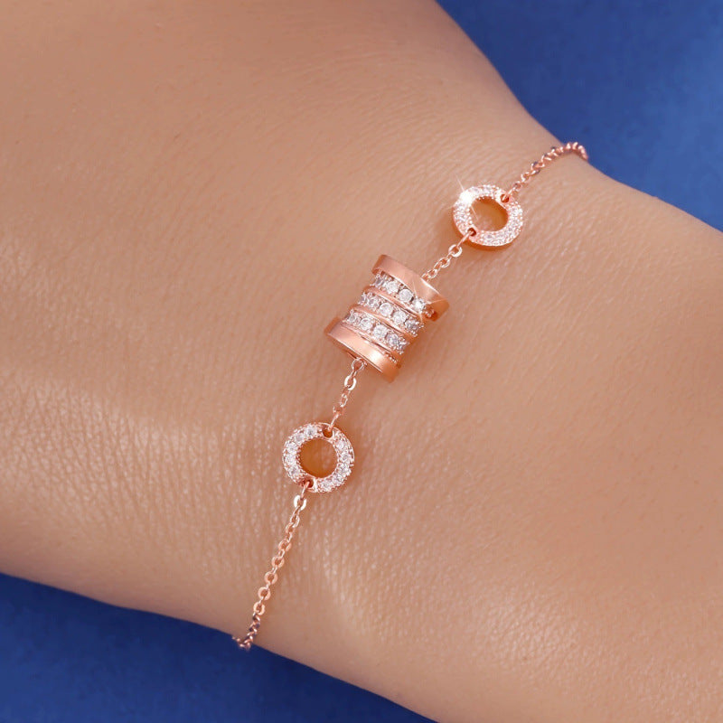 Irregular Pattern Women's Copper Bracelet With Electroplated Gold Plating And White Zircon Inlay