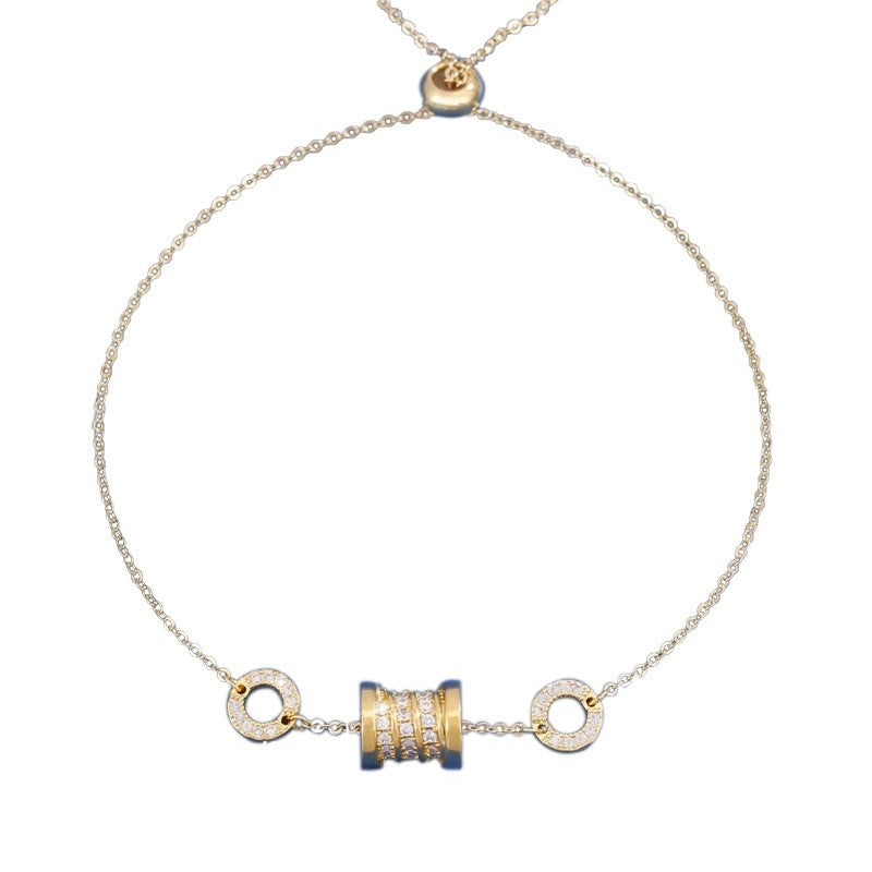 Irregular Pattern Women's Copper Bracelet With Electroplated Gold Plating And White Zircon Inlay