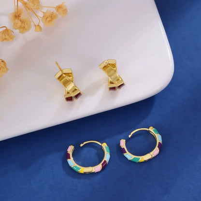 For Women Irregular Stud Earrings In Gold, 2 Pieces Set Made Of Copper