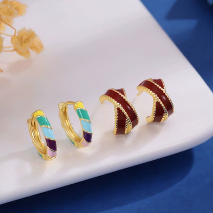 For Women Irregular Stud Earrings In Gold, 2 Pieces Set Made Of Copper