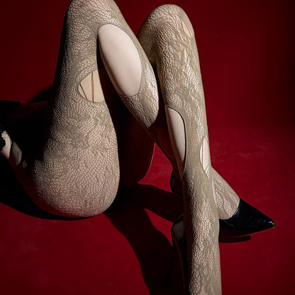 Sexy Solid Color Seamless Jacquard Pantyhose In Nylon Fabric For All Seasons