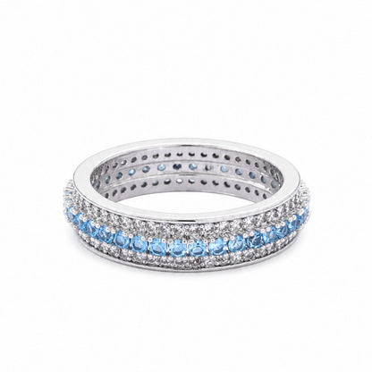 Women's Gesture Ring In Electroplated Copper With Blue Zircon Inlay