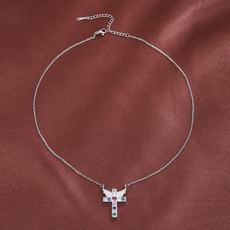 Unisex Cross Pendant Necklace In Copper With Zircon Inlay, Electroplated Finish, Featuring A Durable Cable Chain