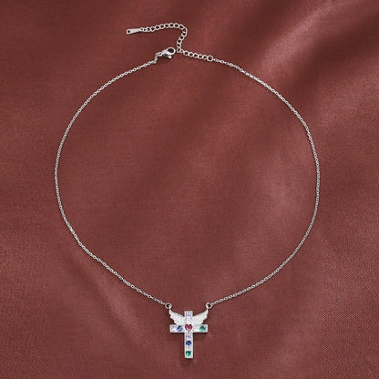 Unisex Cross Pendant Necklace In Copper With Zircon Inlay, Electroplated Finish, Featuring A Durable Cable Chain