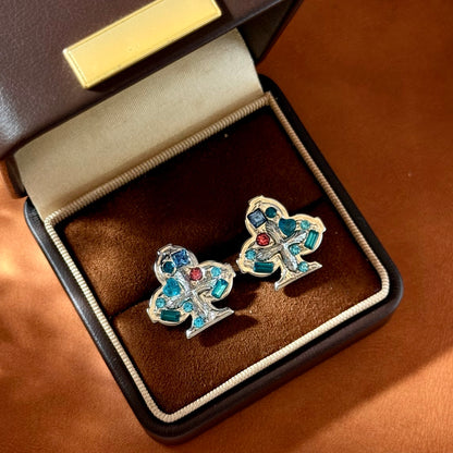 Sika Deer Gothic Stud Earrings For Women, Waterproof Non Tarnish Brass With Real Gold Plated And Zircon Inlay