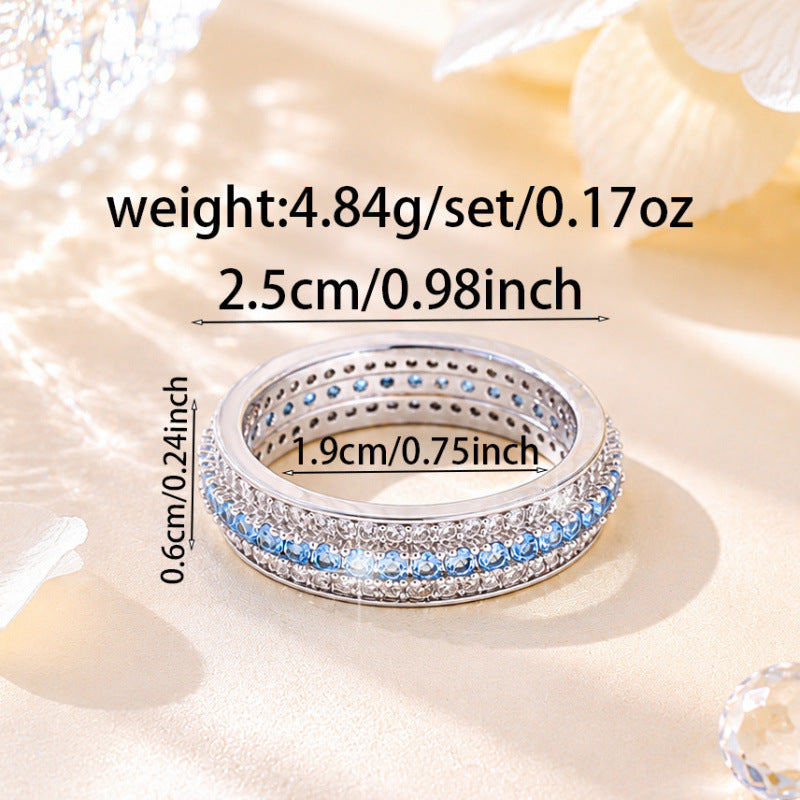 Women's Gesture Ring In Electroplated Copper With Blue Zircon Inlay