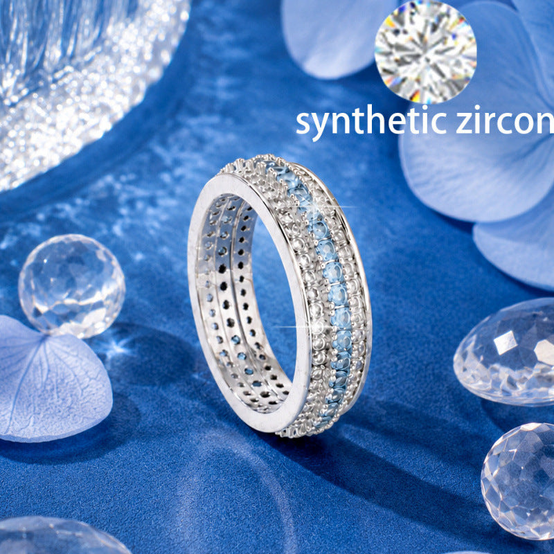 Women's Gesture Ring In Electroplated Copper With Blue Zircon Inlay