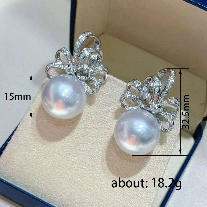 Bow Tie Stud Earrings For Women Featuring Electroplated Copper Posts And Zircon Inlay