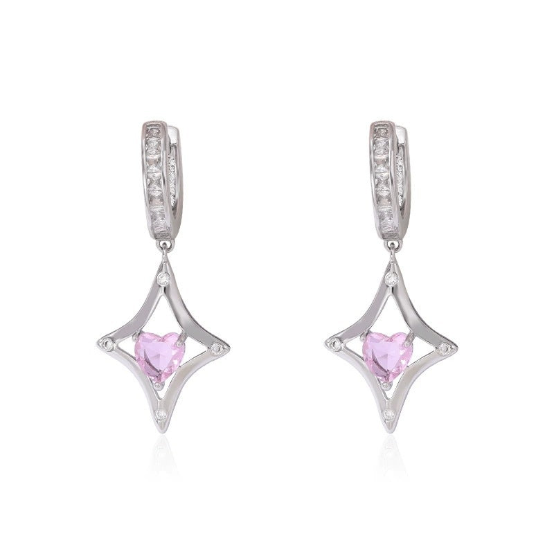 Heart Shape Earrings For Women In Natural Pink Copper Studs Featuring
