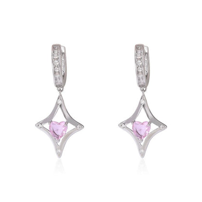 Heart Shape Earrings For Women In Natural Pink Copper Studs Featuring