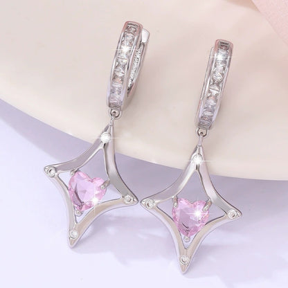 Heart Shape Earrings For Women In Natural Pink Copper Studs Featuring