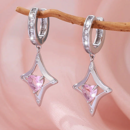 Heart Shape Earrings For Women In Natural Pink Copper Studs Featuring
