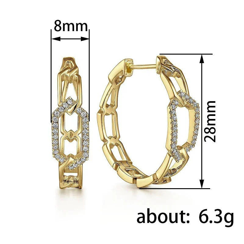 Geometric Earrings For Women Featuring Electroplated Copper Studs With Zircon Inlay