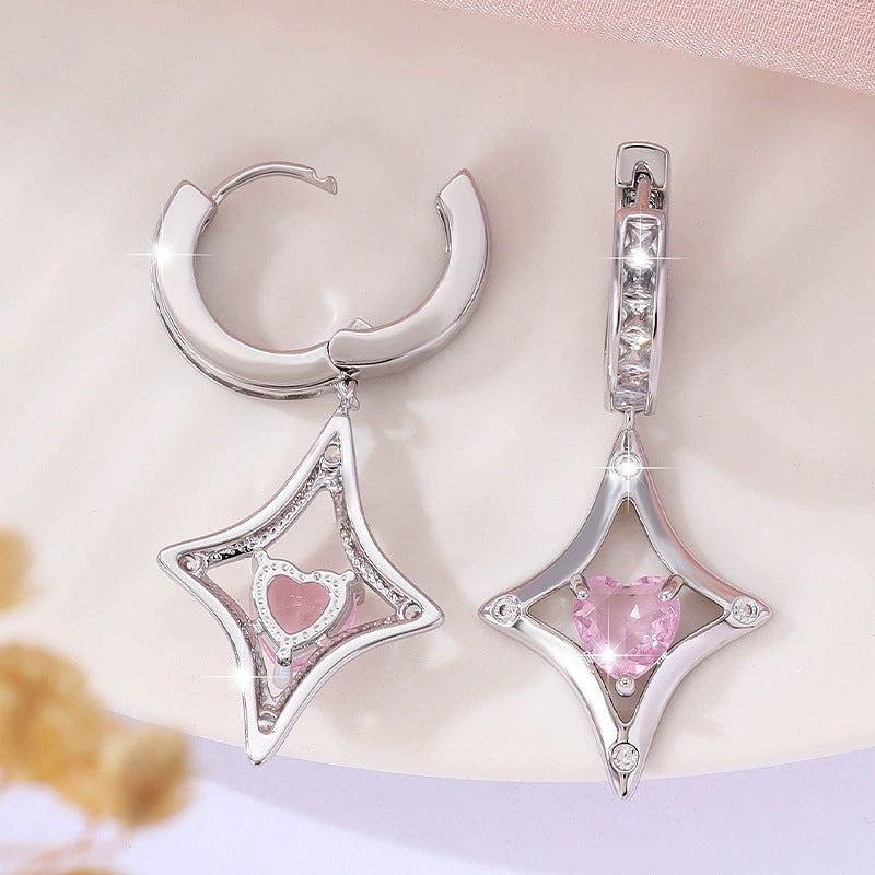 Heart Shape Earrings For Women In Natural Pink Copper Studs Featuring
