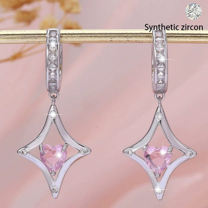 Heart Shape Earrings For Women In Natural Pink Copper Studs Featuring