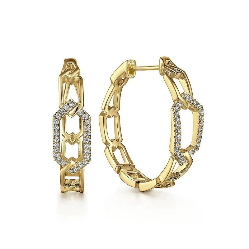 Geometric Earrings For Women Featuring Electroplated Copper Studs With Zircon Inlay