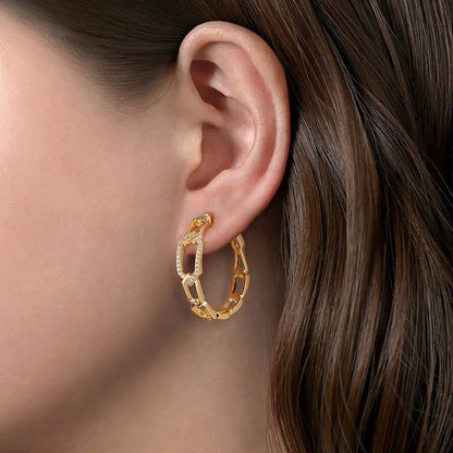 Geometric Earrings For Women Featuring Electroplated Copper Studs With Zircon Inlay