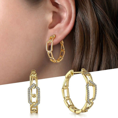 Geometric Earrings For Women Featuring Electroplated Copper Studs With Zircon Inlay