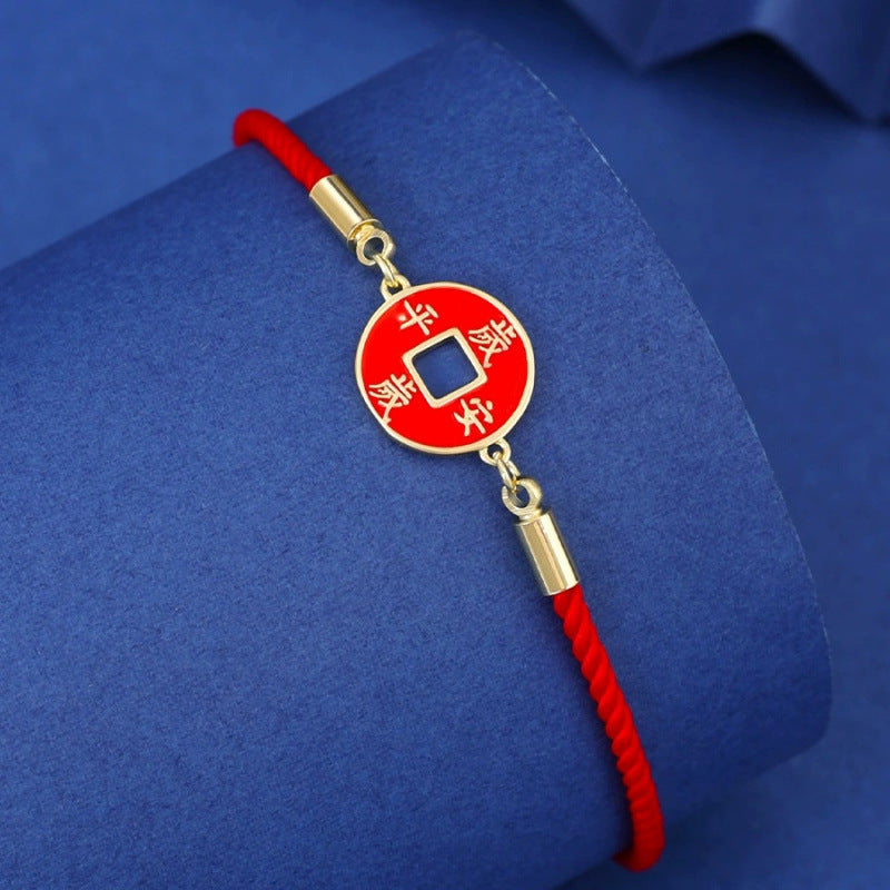 Retro Red Line Bracelet For Women, Electroplated Copper Bangle Perfect For New Year