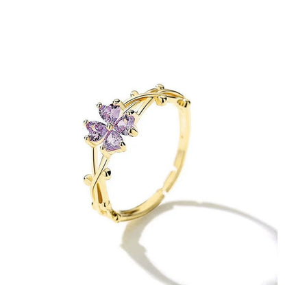 Women’s Open Flower Rings In Electroplated Copper, Perfect For Summer Wear