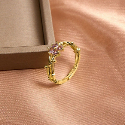 Women’s Open Flower Rings In Electroplated Copper, Perfect For Summer Wear