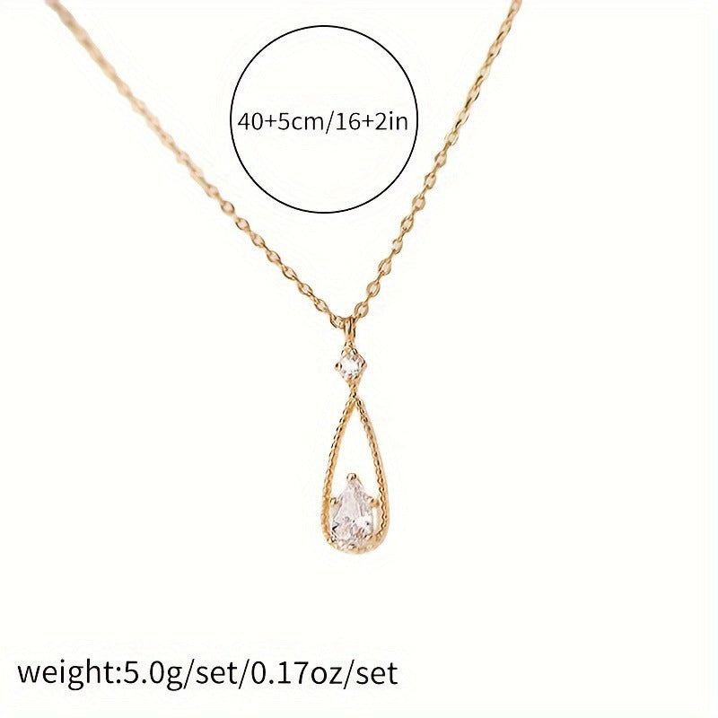 Simple Style Geometric Necklace For Women Featuring Copper Pendant With Zircon Inlay On Snake Chain