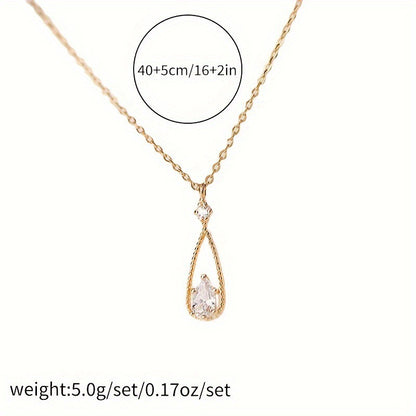 Simple Style Geometric Necklace For Women Featuring Copper Pendant With Zircon Inlay On Snake Chain