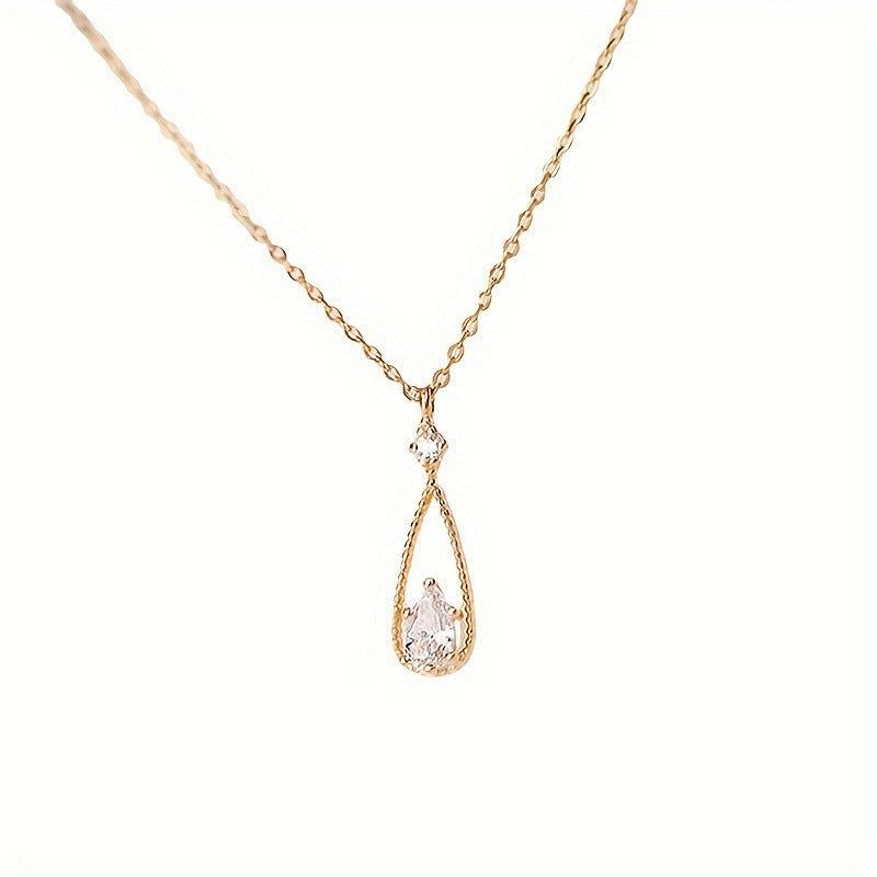 Simple Style Geometric Necklace For Women Featuring Copper Pendant With Zircon Inlay On Snake Chain