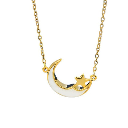 Electroplated Copper Shell Necklace For Women With Zircon Inlay On Cable Chain