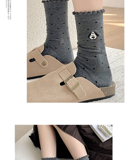 Women's Dog Pattern Socks In Light Grey, Made Of Comfortable Polyester Cotton For Spring