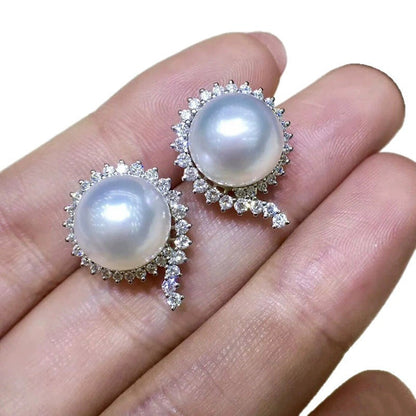For Wedding Season Flowers Stud Earrings For Women Featuring Copper Posts And Zircon Inlay