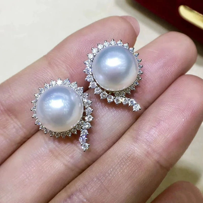 For Wedding Season Flowers Stud Earrings For Women Featuring Copper Posts And Zircon Inlay