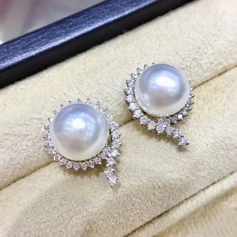 For Wedding Season Flowers Stud Earrings For Women Featuring Copper Posts And Zircon Inlay