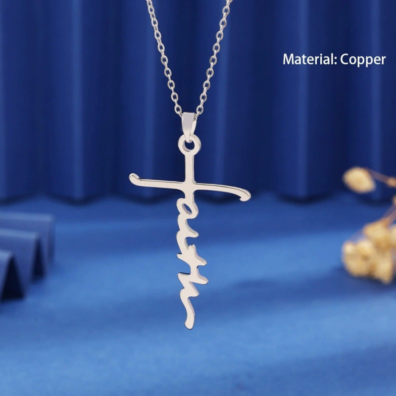 Copper Cross Necklace For Women With Electroplated Finish Featuring Copper Chain And Pendant