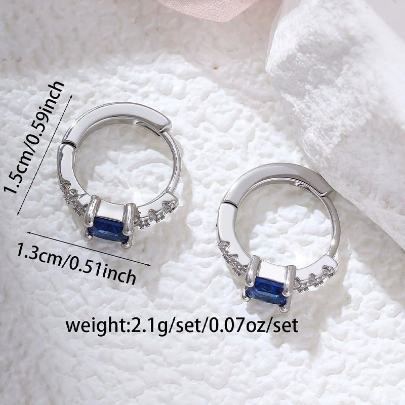 Square Stud Earrings For Women Featuring Electroplated Copper With Zircon Inlay