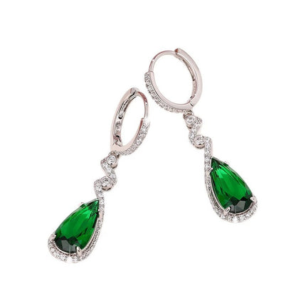 Water Droplets Earrings For Women Featuring White Zircon Inlay And Copper Studs