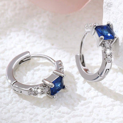 Square Stud Earrings For Women Featuring Electroplated Copper With Zircon Inlay